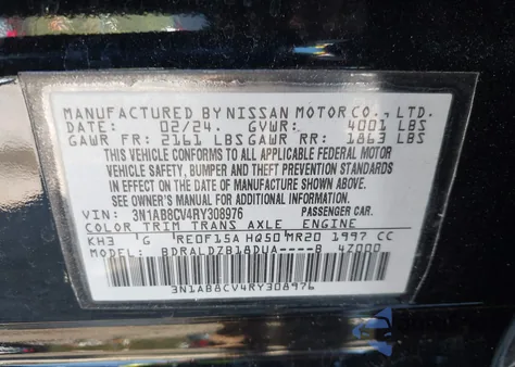 2024 Nissan Sentra Sv Xtronic Cvt z USA, uszkodzony, nr VIN 3N1AB8CV4RY308976